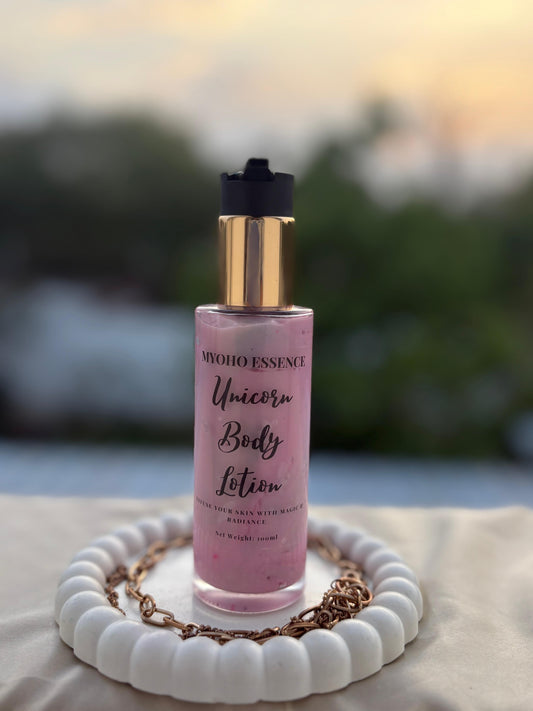 Bottle of Unicorn Body Lotion with pastel-coloured label.